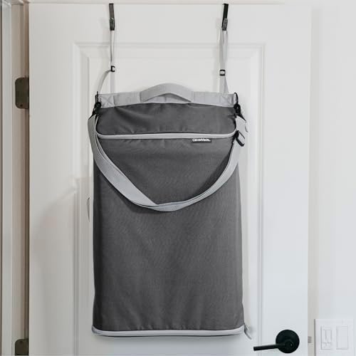 CleverMade Convertible Laundry Hamper Bag - Shadow Gray Stone holds 21.5L \/ 20 lbs 1 Compartment - Storage with Handles for Home Organization