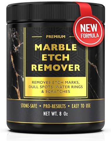 Marble Etch Remover - For Limestone, Travertine, Alabaster &amp; Onyx, Removes Stains, Dull Spots, Water Rings, Light Scratches - Pre-Mixed Polishing Paste 8oz