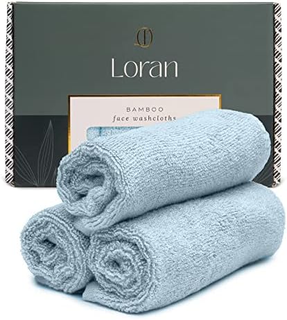 Sky Blue Washcloths Set of 6 Soft Facial Cloths 10\u201D x 10\u201D 100% Viscose Derived from Bamboo Spa-Like Feel Silky Face Cloth for Skin Cleansing