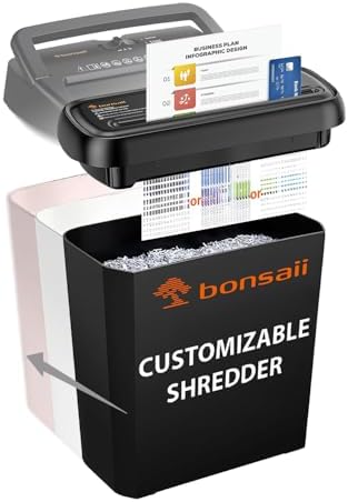BONSAII Customizable Shredder  Up to 110-Sheet Auto Feed, 60-Min Continuous Run Time, 6-Gallon Bin  Optional Handle &amp; Wheels  Shreds Paper, Mail, CDs, Staples, Clips  Multiple Colors Available