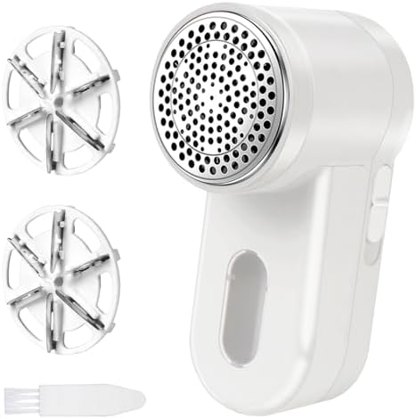Z-TIISON electric fuzz remover, portable fabric shaver with 6 blade blades, dual protection, detachable trash can, quick removal of fuzz, fuzz balls, pills, shake head from clothes, sofas, and carpets