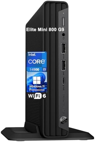HP Elite Mini 800 G9 MFF Business Desktop Computer, 14th Gen Intel 24-Core i9-14900 up to 5.8GHz, 64GB DDR5 RAM, 1TB PCIe SSD, WiFi 6, RJ-45, DisplayPort, Type-C, HDMI, Windows 11 Pro, Vent-Hear