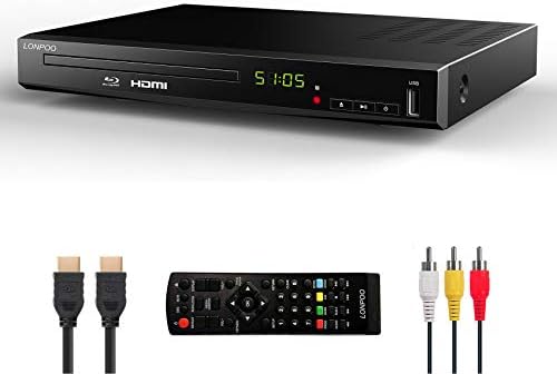 HD Blu-Ray Disc Player for TV with HDMI and AV Cables, 1080P, Built-in PAL NTSC, Coaxial Output, USB Input