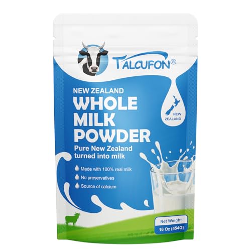 TALCUFON New Zealand Milk Powder Full Cream Instant Milk Powder Gluten Free, Non-GMO Shelf-Stable &amp; Easy to Use 16 Oz