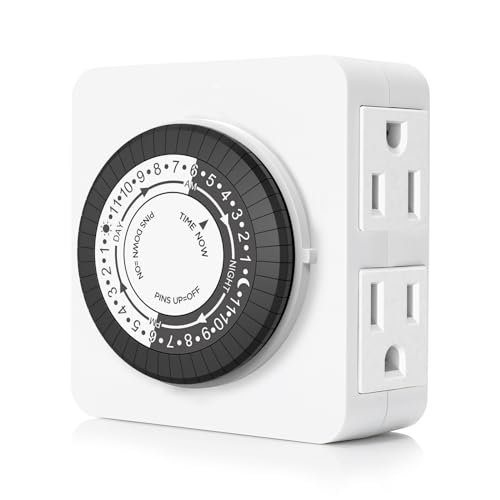 G-ELEK Timers for Electrical Outlets Indoor, 24-Hour Dual Outlet Timer, Christmas Tree Timer Indoor, 3 Prong Light Timers Indoor, Daily Cycle, 125V 15A, ETL Listed