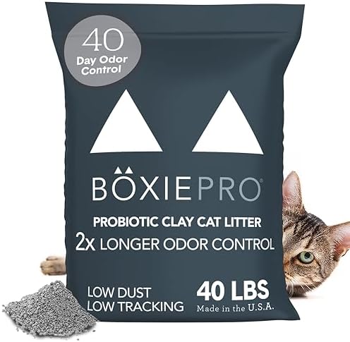 Boxie® Probiotic Cat Litter 40 Day Natural Odor Control, 40lb Clumping Kitty Litter (Clay)