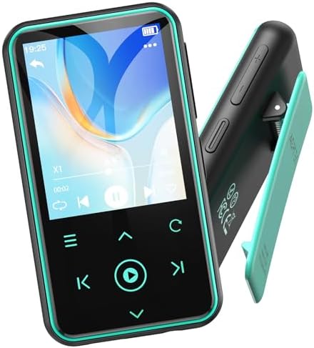 AGPTEK 64GB MP3 Player with Clip, 1.8 inch Bluetooth 5.3 Music Player with FM Radio, Voice Recorder for Sport Running, Supports up to 128GB Memory Card, Model: M2, Blue