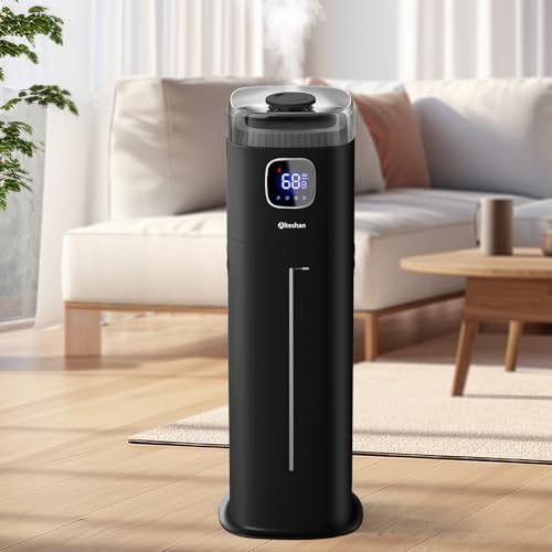 Akeshan Large Humidifier for Bedroom, 9L\/2.5Gal Ultrasonic Cool Mist, Easy Clean with 350ML\/H Large Mist Speed, Remote control, Quiet Tower, Suitable for Kids Room Plant Yoga Study Room Office (Blac