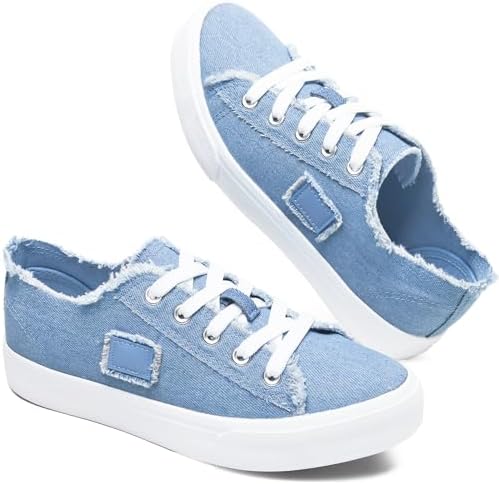 BENPAO Women&#39;s White Canvas Shoes Black Canvas Fashion Sneakers for Women Comfortable Casual Tennis Shoes Low Top Walking Shoes