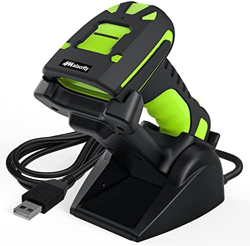 Alacrity 2D Industrial Wireless Barcode Scanner with Charging Stand, Bluetooth Drop Resistant, 1968 Feet Transmission Distance 433Mhz QR 1D Bar Code Reader