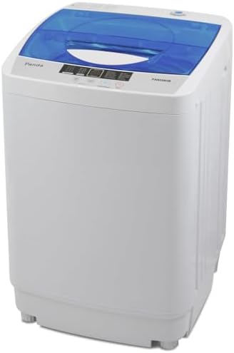 Panda 1.34 Cu.ft Portable Washing Machine, Fully Automatic Laundry Washer with Built-in Drain Pump, 10 LBS Load Volume, Top Load Clothes Washer for Apartment and Household, Blue Transparent Lid