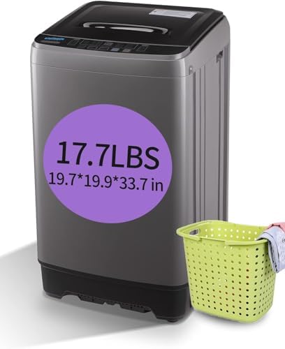 KRIB BLING Full-Automatic Washing Machine with Drain Pump, 17.7 lbs Compact Washer, 10 Wash Program &amp; 8 Water Level, Ideal for Apartment, Dorm, RV, GREY (KB02-GREY6)