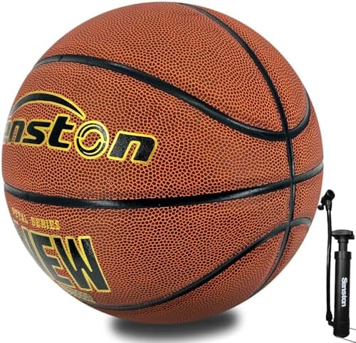 Senston Basketball 29.5&#34; Leather Basketballs Outdoor Indoor Mens Basketball Ball Official Size 7 Outdoor\/Indoor Game Basket Ball with Pump