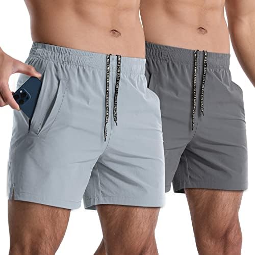 Lempue 2 Pack Mens Athletic Shorts 5 Inch Quick Dry Gym Workout Shorts Men Lightweight Sports Running Shorts with Pockets