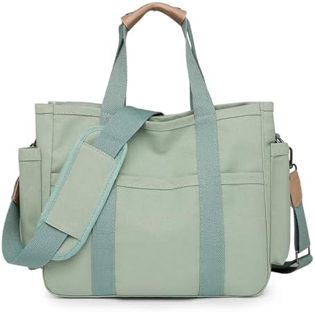 Eagerrich Canvas Crossbody Tote Bag with Multi Pockets for Women Work Large Handbags Shoulder Bag Messenger Bag Travel Purse