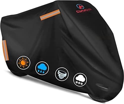 Motorcycle Cover All Season, Universal Waterproof Weather Sun Outdoor Protection Motorbike Cover, Scooter Shelter, Heavy-Duty Motorcycles Vehicle Cover, Fits Up to 96&#34; Motors