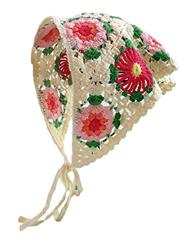 Solyinne Women&#39;s Crochet Head Kerchief Knitted Hair Scarf Headwrap for Women Girls Floral Fruits Headband