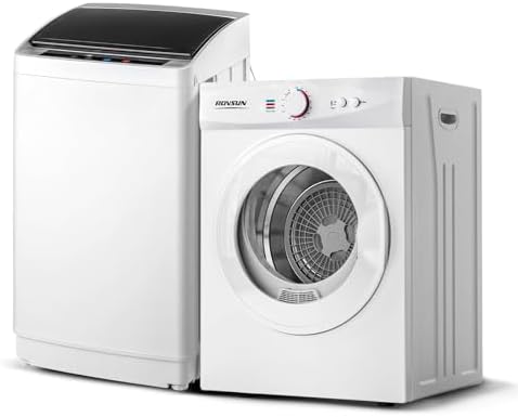 ROVSUN 1.8CuFt Portable Clothes Dryer and 17.8LBS Full-Automatic Washing Machine Set, Compact Laundry Washer and Dryer Combo Set with Stainless Steel Inner Tub, for Apartment, Dorms, Home
