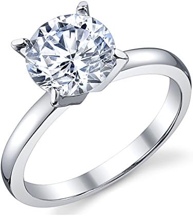 Women&#39;s 2Ct. Solitaire Round Brilliant Cubic Zirconia Sterling Silver 925 Wedding Engagement Ring