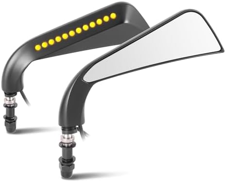 DNA MOTORING Pair of Motorcycle Side View Mirror, Black, Universal 5\/16-10 (8MM) Bolt, Compatible with BMW Honda Suzuki Yamaha Kawasaki Motorcycle Cruiser Scooter, Irregular shape, MP-MR-M004-BK