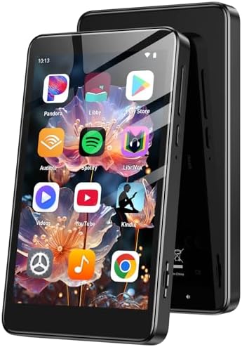 AGPTEK 96GB MP3 Player with Bluetooth and WiFi, T08X 4&#39;&#39; Android 14 MP4 Music Player with Spotify, Audible, APP Store, Up to 1TB, Black