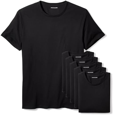 Amazon Essentials Men&#39;s Cotton Crew Neck T-Shirts, Versatile Soft Basics, Pack of 6