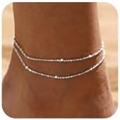 LEXODY Women's Silver/Gold Foot Chain, Pure Silver Evil Eye Ankle Bracelet, Fashionable and Exquisite Waterproof Foot Chain Set, Adjustable Layered Foot Chain Bracelet, Women's Silver Jewelry Gift