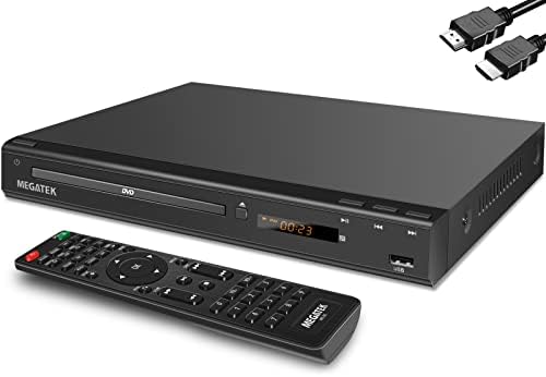 MEGATEK Region-Free HDMI DVD Player for TV, Compact CD\/DVD Player for Smart TV, USB Port, Plays All Region DVDs &amp; Multi Formats, Metal Housing, HDMI\/RCA Cables &amp; Remote Included