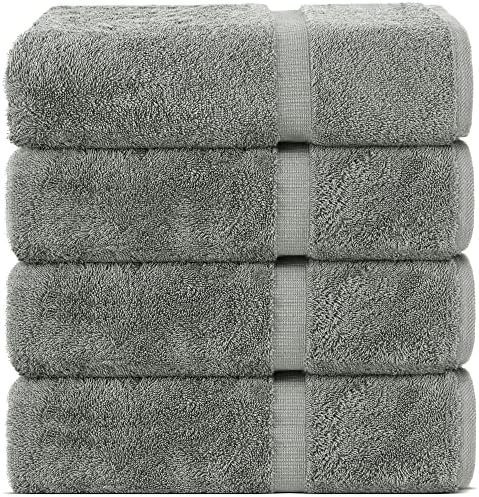 Chakir Turkish Linens  Hotel &amp; Spa Quality 100% Cotton Premium Turkish Towels  Soft &amp; Absorbent (4-Piece Bath Towels, Gray)
