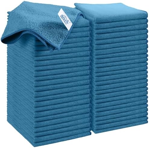 HOMEXCEL Navy Blue Microfiber Cleaning Cloth, 50 Pack Cleaning Towels for Kitchen, Lint Scratch Free, Highly Absorbent, and Reusable Cleaning Rags for House, Window and Glass, Cars, 11.5 X11.5 inch