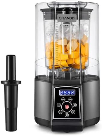 CRANDDI Smart Commercial Blender Digital Touch Screen with Removable Cover, 80oz Capacity, 3 Pre-Set Program with Smoothie, Juice, Cleaning and More, 1500W, 120V, K85TS (Grey)