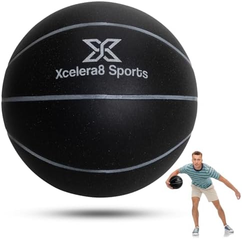 Xcelera8 Sports Silent Basketball Size 7 (29.5\u201D)  Grooved Airless Indoor Basketball Quiet Dribbling Indoor Training  Dribble Dream Silent Soundless Basket Ball  Upgraded - Better Grip and Bounce