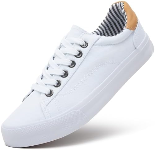 XRH Tennis Shoes Womens Low Top Casual Shoes for Women, Lace Up Canvas Sneakers Comfortable Shoes for Women Walking Shoes