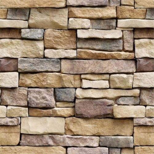 Yancorp 18&#34;x120&#34; Brick Wallpaper Peel and Stick Modern Stone Contact Paper Backsplash Self-Adhesive Wall Paper Kitchen Bedroom Accent Wall Brown Beige Removable Wallpaper